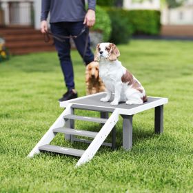 Wooden Dog Training Place Board, Dog Training Platform with Ladder, Pet Agility System for Indoor Outdoor, Gray