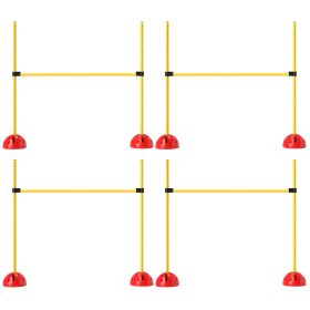 4 Piece Dog Agility Course Set With 4 Height Adjustable Dog Agility Jumps, Carry Bag, Yellow (Color: Yellow)