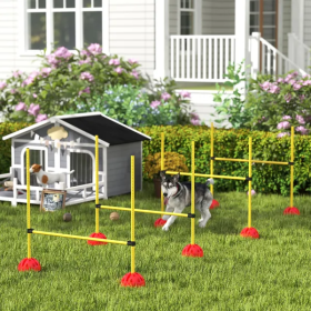 4 Piece Dog Agility Course Backyard Set , Carry Bag (Color: Yellow)