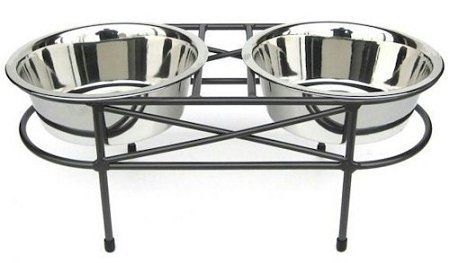 Mesh Elevated Double Dog Bowl (Option: Medium/White)